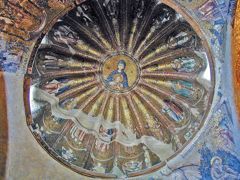 Mosaic of the Virgin Mother with child, north dome of inner narthex